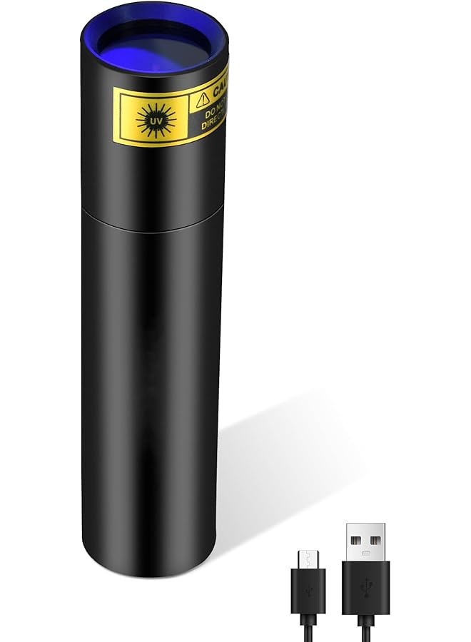 Excefore UV Flashlight 365nm Portable Rechargeable Mini Blacklight LED Ultraviolet Light for Detecting Pet Urine Stains Fluorescent Material Money and Amber - Image 1