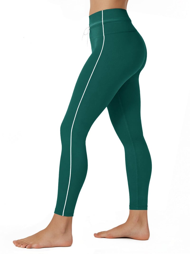 Aoysky Womens Buttery Soft High Waisted Drawstring Leggings 25'' Workout Running Gym Athletic Yoga Pants Green - Image 1