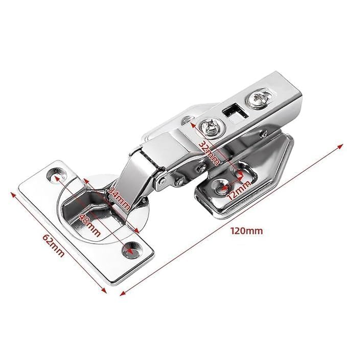 EDBIRET Stainless Steel 304 Grade Anti Rust Full Overlay 0 Crank Hydraulic Soft Close Auto Hinges for CabinetsCupboards 4 Hole Mounting Plate Pack of 2 - Image 2