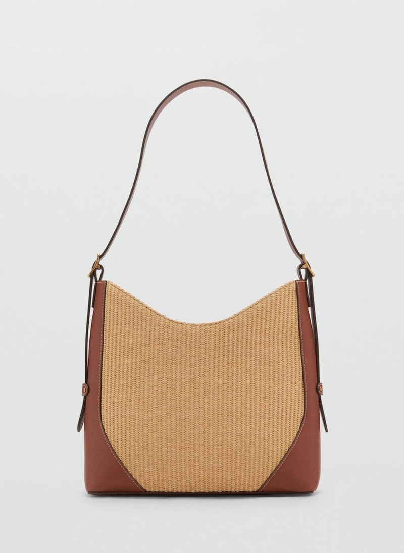 MANGO Contrast Canvas Shoulder Bag  - Image 1