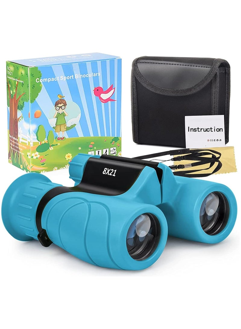 AROAQ Kids Binoculars Shockproof 8 x 21 High Resolution Compact Kids Binoculars Real for 3-12 Boys and Girls Perfect for Bird Watching Hiking Camping Travel Birthday Gift - Image 1