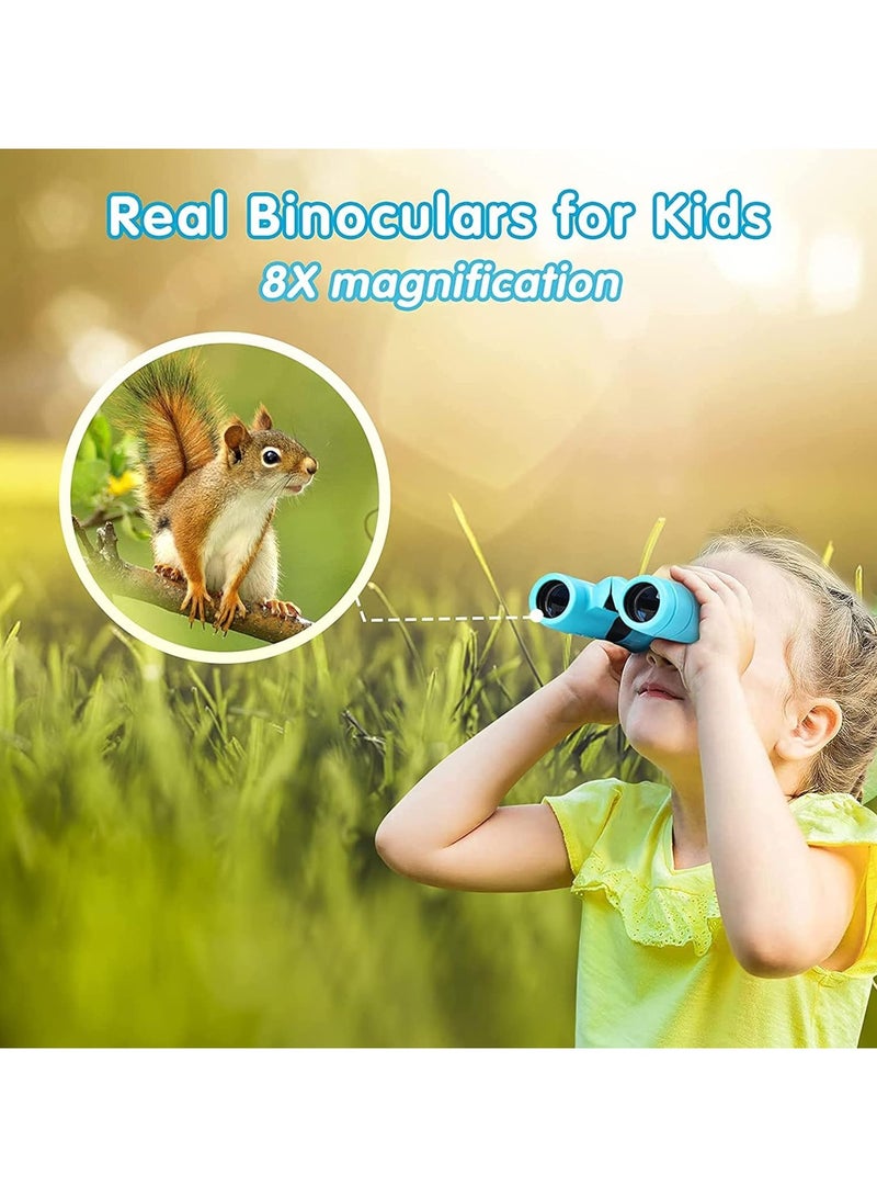 AROAQ Kids Binoculars Shockproof 8 x 21 High Resolution Compact Kids Binoculars Real for 3-12 Boys and Girls Perfect for Bird Watching Hiking Camping Travel Birthday Gift - Image 3