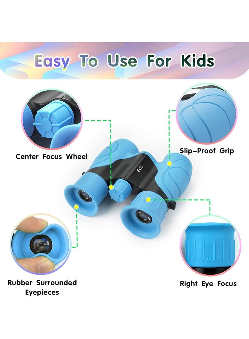 AROAQ Kids Binoculars Shockproof 8 x 21 High Resolution Compact Kids Binoculars Real for 3-12 Boys and Girls Perfect for Bird Watching Hiking Camping Travel Birthday Gift - Image 4