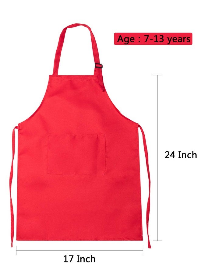 Satinior 8 Set Kids Apron And Chef Hat Set Kids Apron With 2 Pockets Adjustable For Boys Girl'S Cooking Baking Painting - Image 3