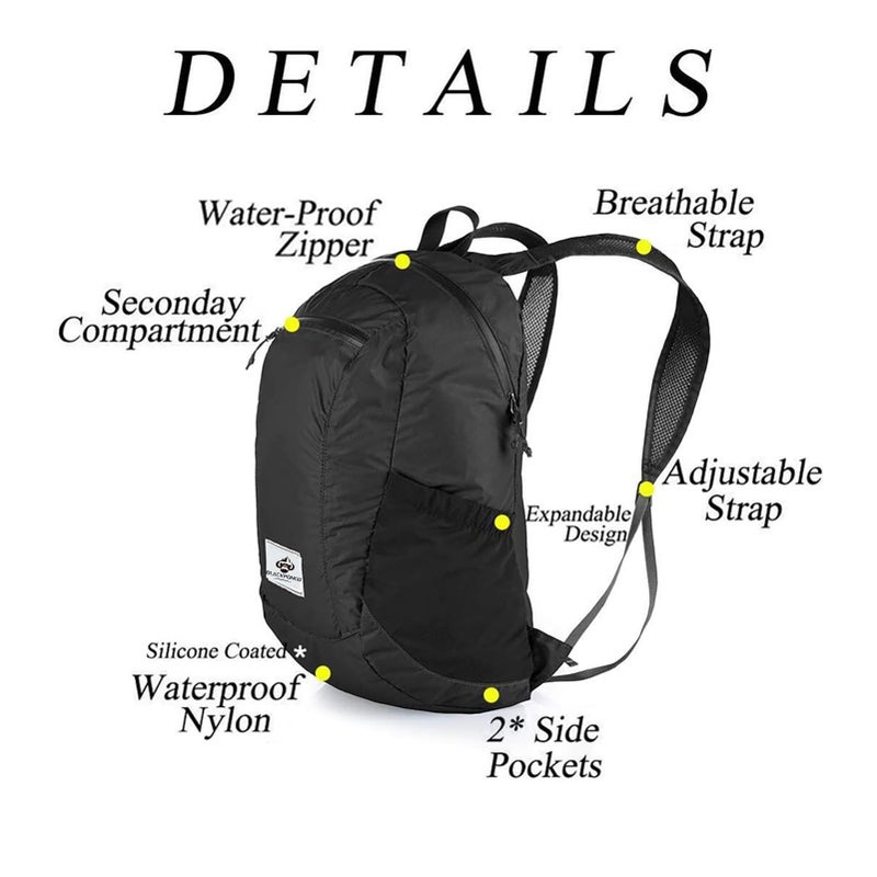 Blackpongo Small Backpack 18L Lightweight Packable Backpack for Travel, Airplane Travel Hiking Daypack (Green) - Image 2