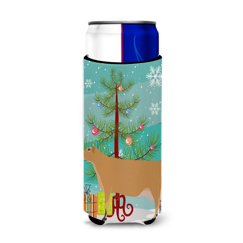 Caroline's Treasures ""Caroline's Treasures Jersey Cow Christmas Decorative Can Hugger  Slim  Multicolor""