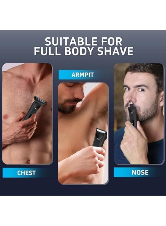 3-in-1 Men’s Body Hair Trimmer - Waterproof Nose Hair Trimmer with Foil Shaver, LED Display, Travel Lock - Lightweight Wet/Dry Grooming Kit for Men - Image 2