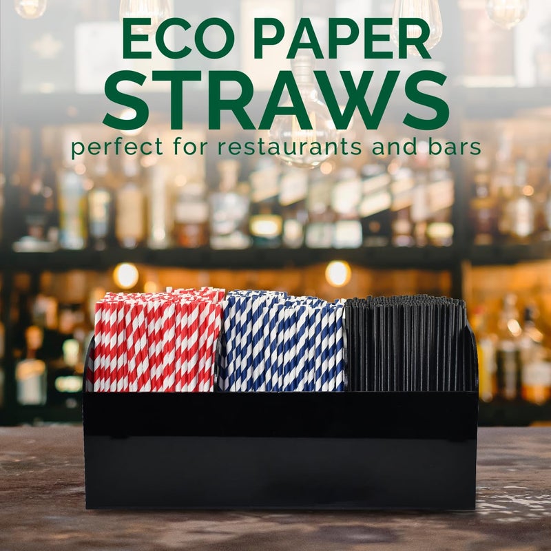 chunspak Biodegradable Paper Drinking Straws Bulk - Navy Blue  1000 Counts - 7.75 Inches  0.24'' Diameter - Image 4