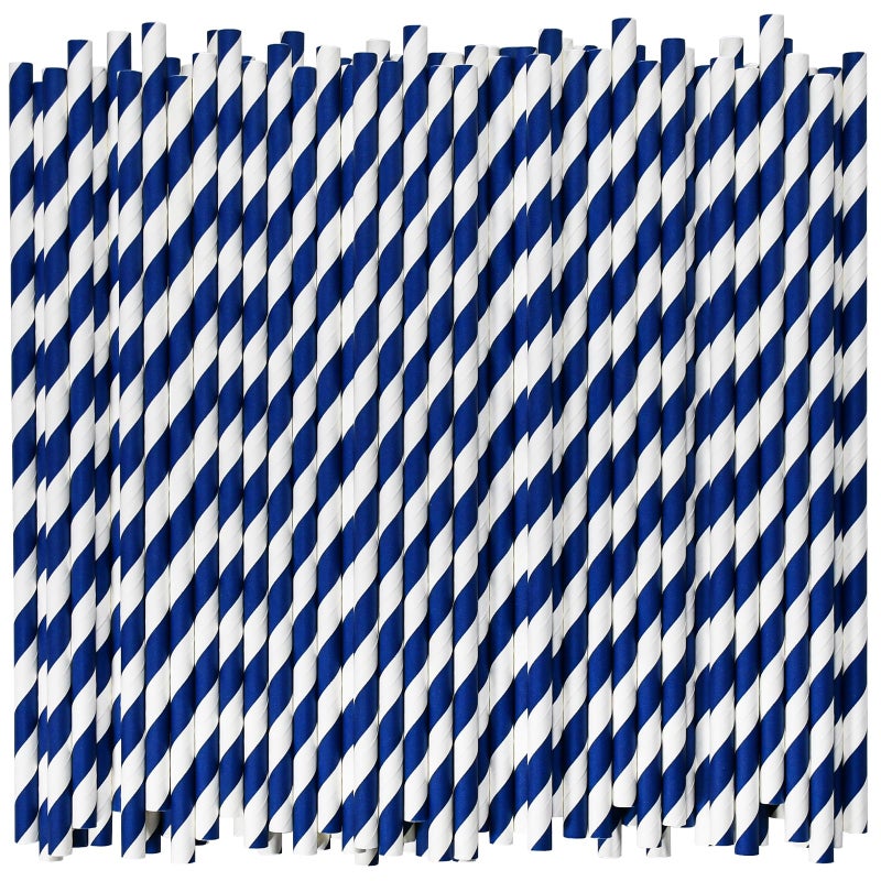 chunspak Biodegradable Paper Drinking Straws Bulk - Navy Blue  1000 Counts - 7.75 Inches  0.24'' Diameter - Image 1