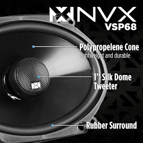 NVX® VSP68 6x8 / 5x7 Premium Car Speakers, 600W Max, 200W RMS, 2-Way Coaxial w/ 1" Silk Dome Tweeters & Built-in X-Overs, Easy to Install in Cars/Trucks/Doors (Pair) - Image 2