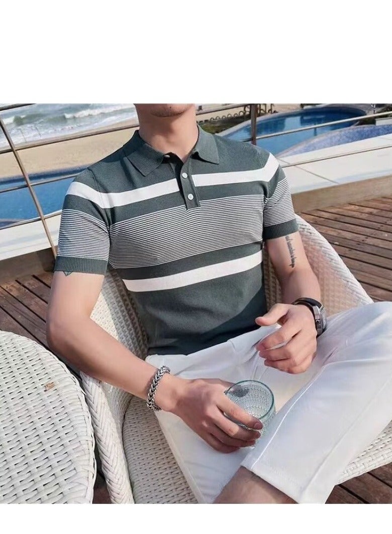 Men's Pure Cotton Short Sleeved T-shirt Casual POLO Shirt  - Image 1