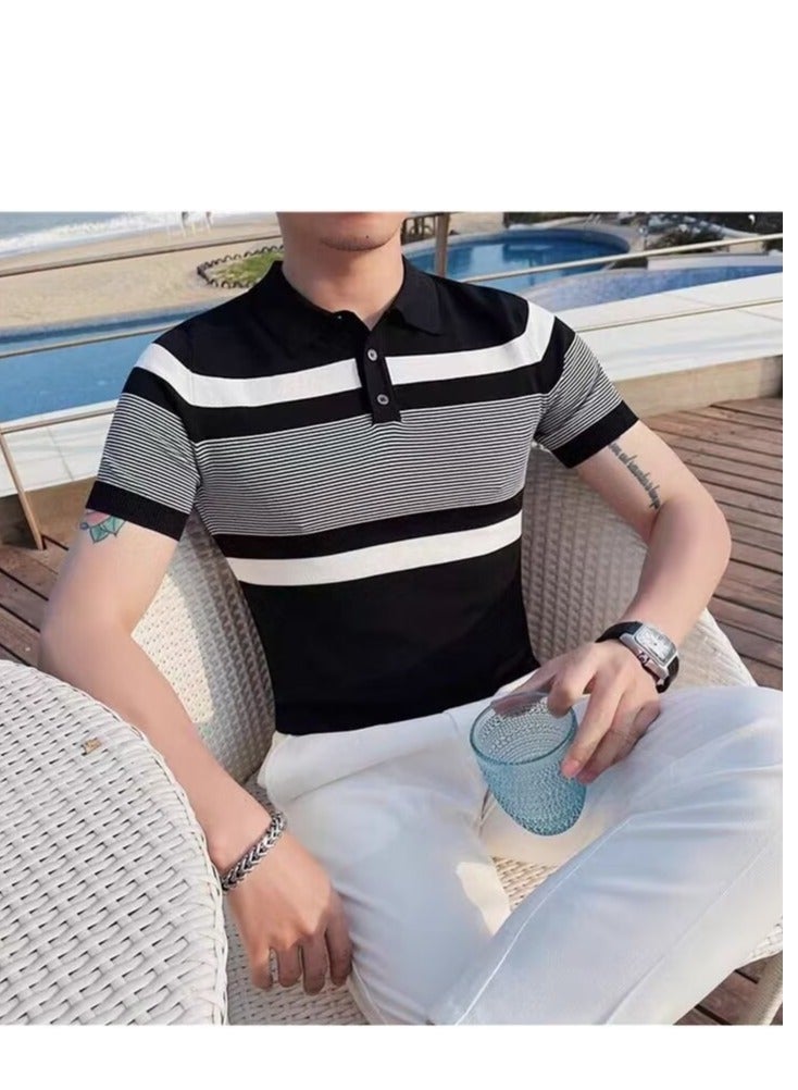 Men's Pure Cotton Short Sleeved T-shirt Casual POLO Shirt  - Image 3