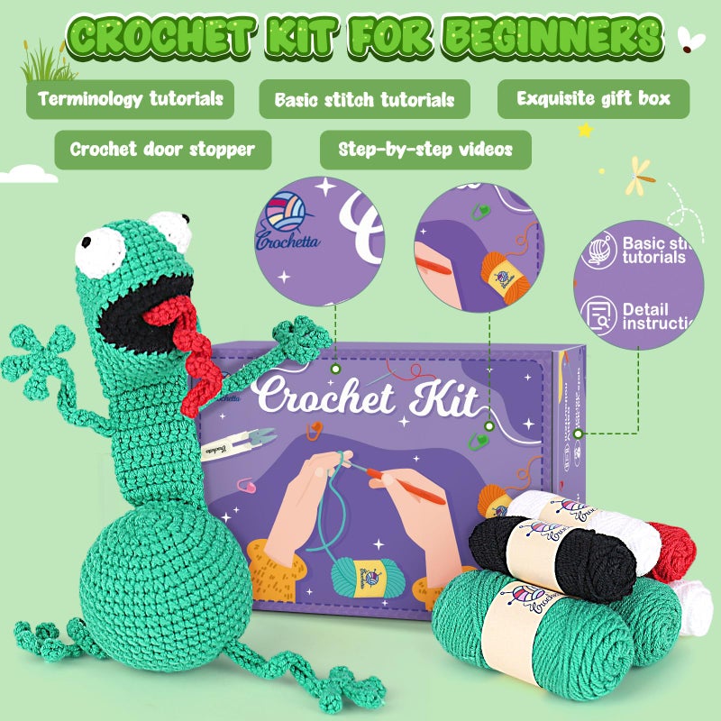 Crochetta Crochet Kit for Beginners, Crochet Starter Kit w Step-by-Step Video Tutorials, Beginner Crochet Kit for Adults Kids Women Men Complete Kit Included (Crochet Door Stop) - Image 3