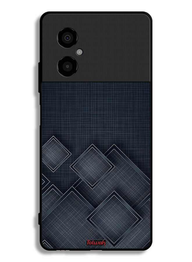 Tolwak Xiaomi Poco M4 5G Protective Case Cover Squares Pattern On Cloth - Image 2