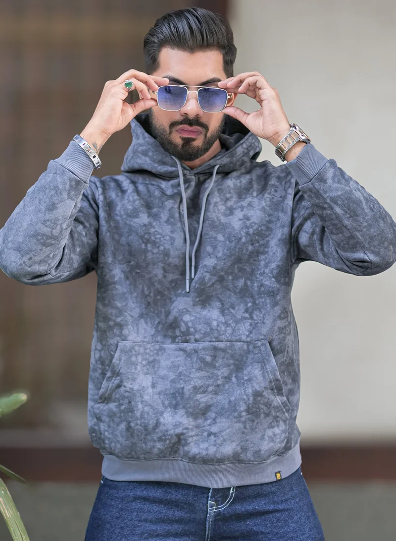 Maniac  Maniac Mens Spray Printed Hooded Neck Full Sleeve Lite Grey Loopnet Sweatshirt for Men | Best Price UAE