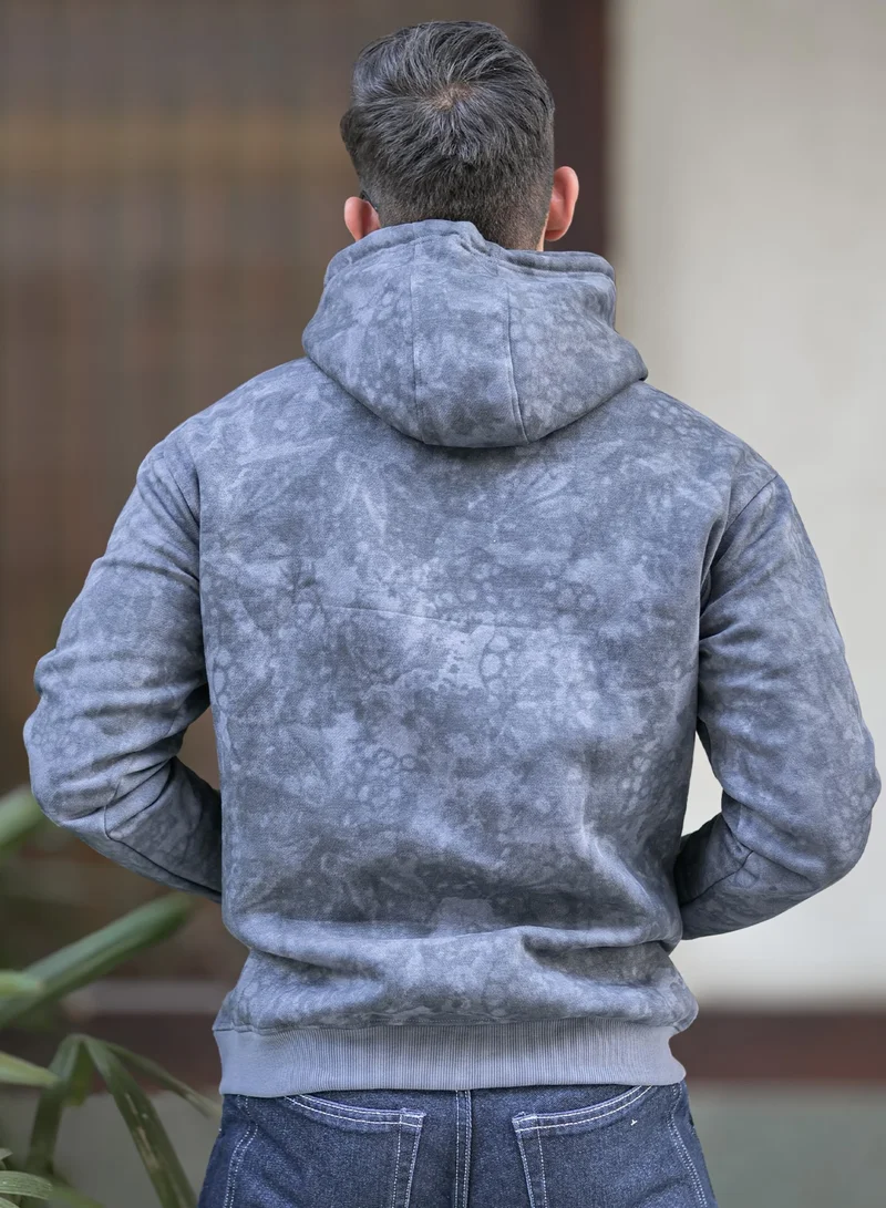 Maniac  Maniac Mens Spray Printed Hooded Neck Full Sleeve Lite Grey Loopnet Sweatshirt for Men | Best Price UAE