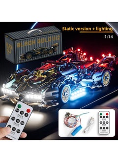 Cyberpunk Lamborgan Green Cow Building Blocks Black Samurai V12 Remote Control Car Boy Assembled Toy Car-Color:Container Version Black Gold V12 Static + Lighting