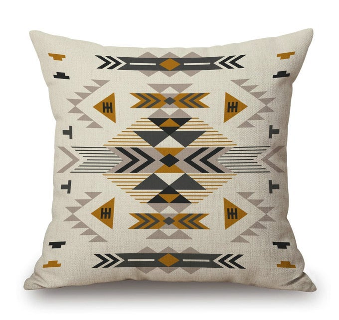 SOUTHWEST GEOMETRIC DESIGN PILLOW COVER COTTON LINEN ETHNIC PATTERN DECORATIVE PILLOW COVERS ART CUSHION COVER HOME DECOR PILLOWCASE FOR 18X18 INCH