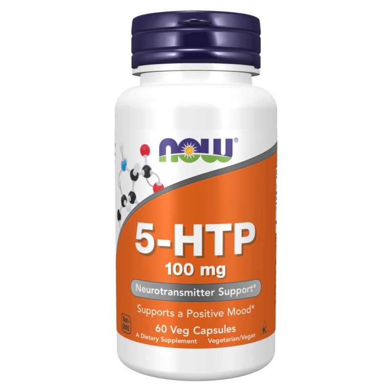 Now 5-HTP 100mg Vegetarian Capsules, Neurotransmitter Supplement For Mood Support, Pack of 60's - Image 1