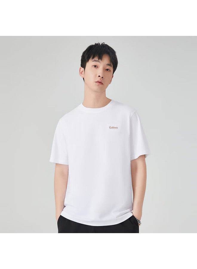 Cabbeen "heavy Embroidery" Cool Short Sleeve T-shirt 24 Summer Tide Brand Casual Ice Silk Bleached White 02 52 - Image 2