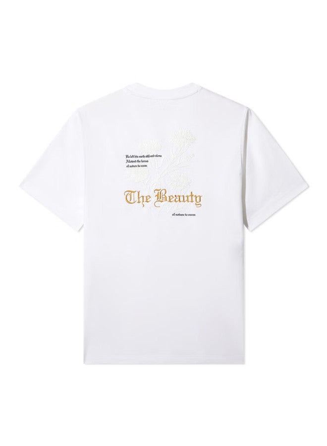 Cabbeen "heavy Embroidery" Cool Short Sleeve T-shirt 24 Summer Tide Brand Casual Ice Silk Bleached White 02 52 - Image 4