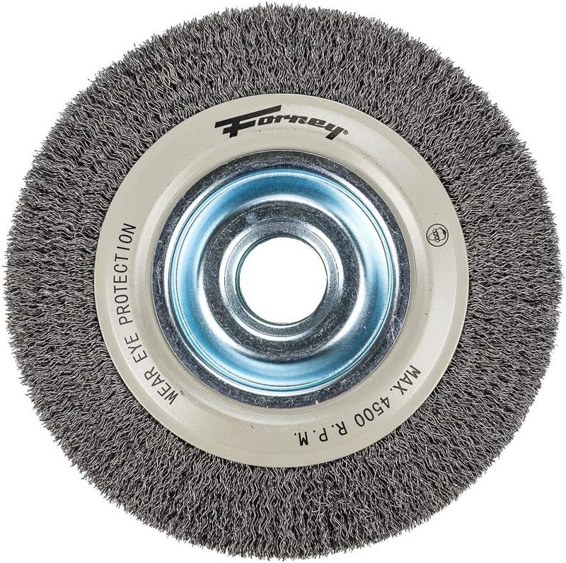 Forney 72897 Wire Bench Wheel Brush Industrial Pro Crimped with 12Inch Through 2Inch Multi Arbor 8Inchby012Inch - Image 1