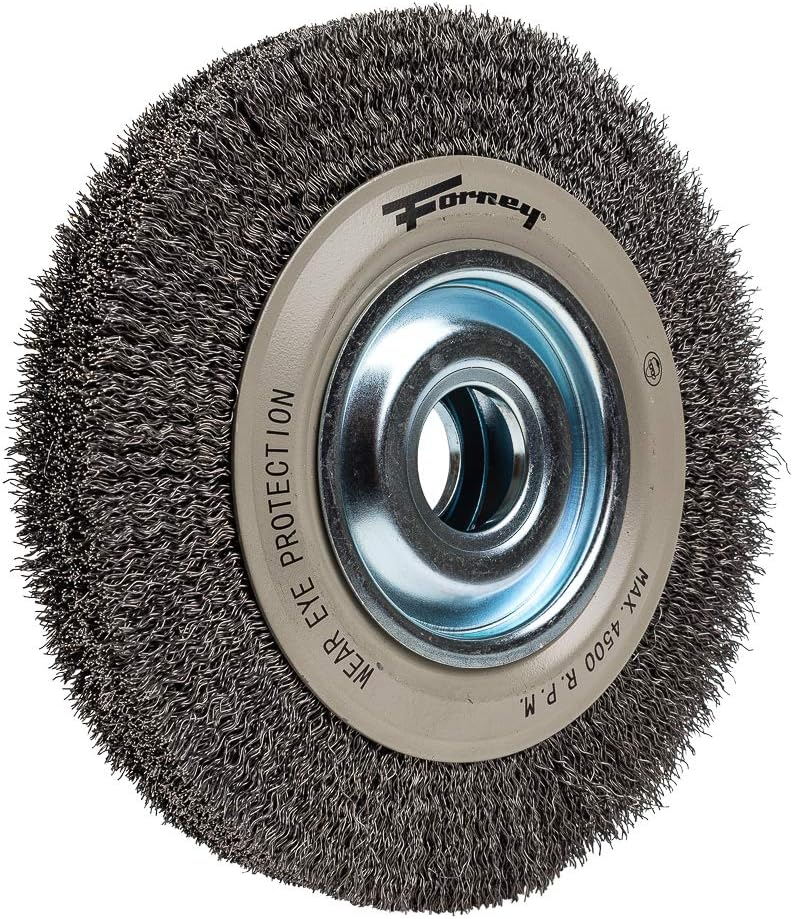 Forney 72897 Wire Bench Wheel Brush Industrial Pro Crimped with 12Inch Through 2Inch Multi Arbor 8Inchby012Inch - Image 3