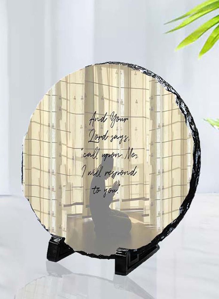 Protective Printed White Round Shape Marble Photo Frame for Table Top 