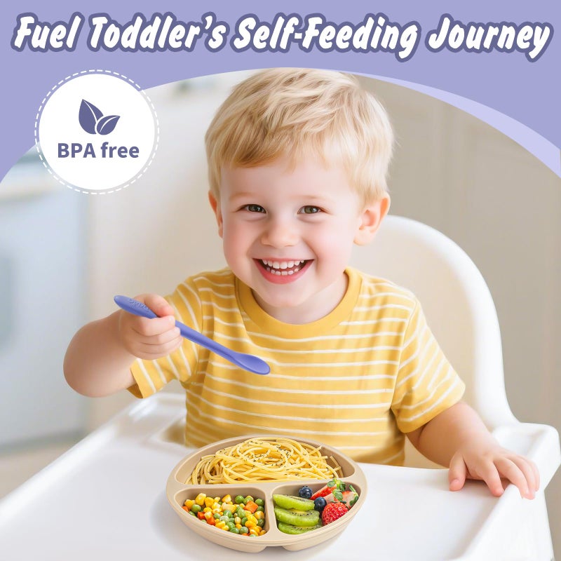 DRKIO 8-Piece Silicone Baby Spoons - Infant Spoons First Stage Self Feeding Baby Led Weaning Supplies Toddler Training Utensils Soft Chewable-Tip Bendable BPA-Free Dishwasher Safe Boil-proof - Image 5