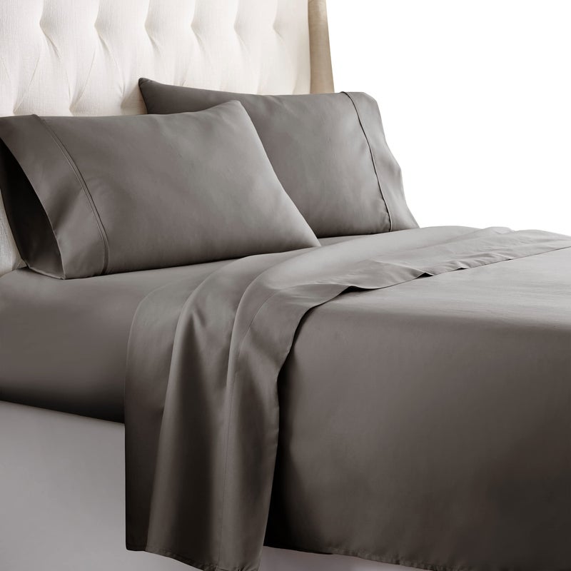 HC COLLECTION Queen Sheet Set - Deep Pocket Bed Sheets - Extra Soft & Breathable - 4 PC Set  Easy Care  Machine Washable - Cooling Gray Sheets