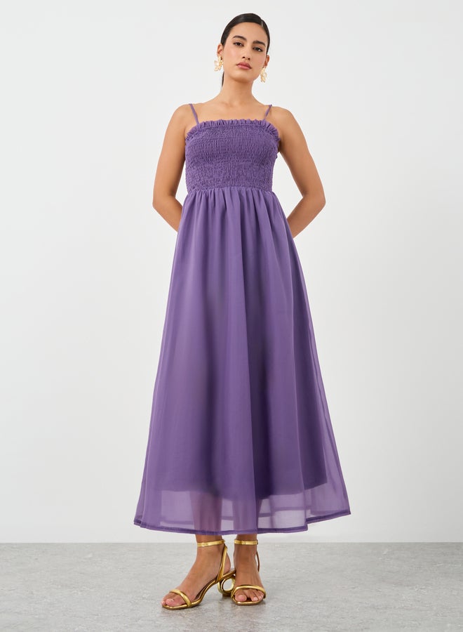 Take Two Lace Trim Open Front Kimono with Smocking Detail Dress Set - Image 5