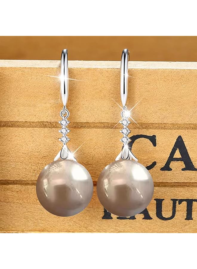 إيروريكس طقم أقراط متدلية من اللؤلؤ مطلية بالذهب أقراط متدلية من اللؤلؤ للنساء والفتيات - Image 2