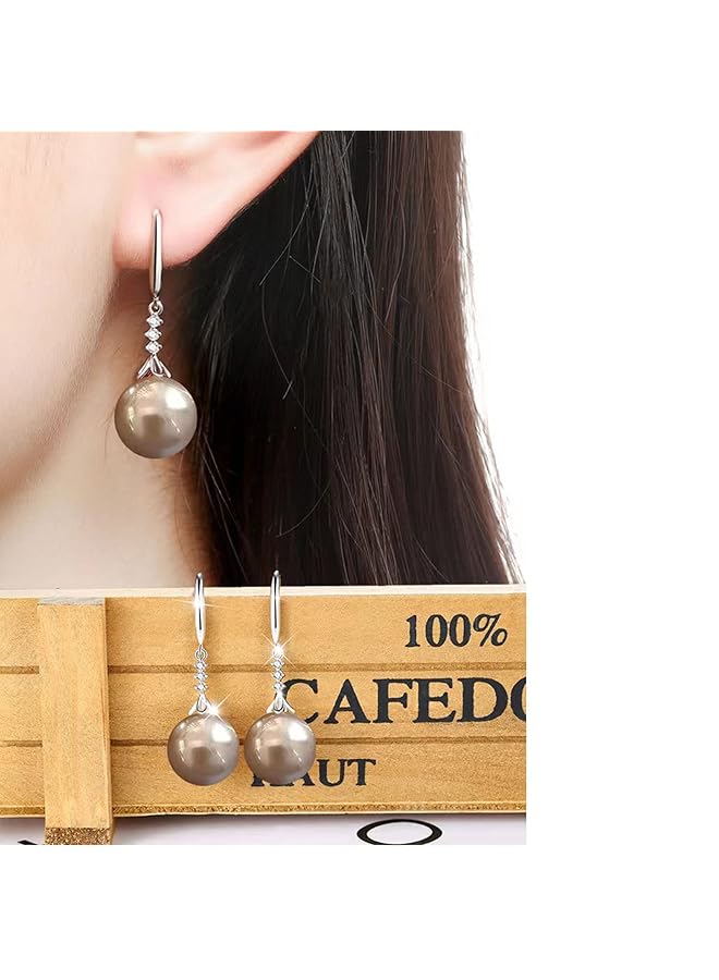 إيروريكس طقم أقراط متدلية من اللؤلؤ مطلية بالذهب أقراط متدلية من اللؤلؤ للنساء والفتيات - Image 4