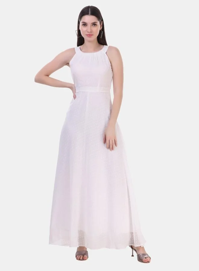 House Of Raeli White Sleeveless A-Line Maxi Dress