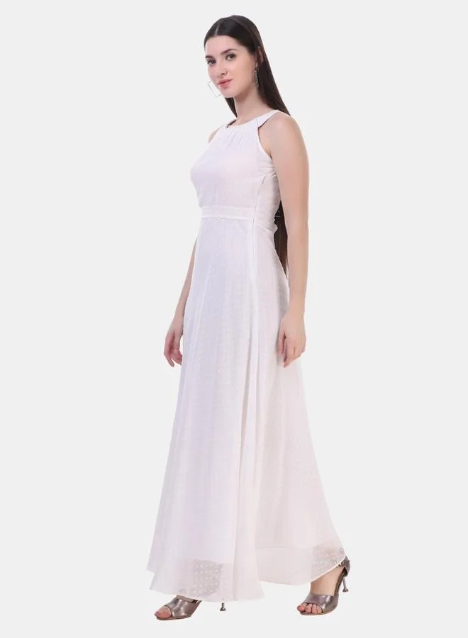 House Of Raeli White Sleeveless A-Line Maxi Dress