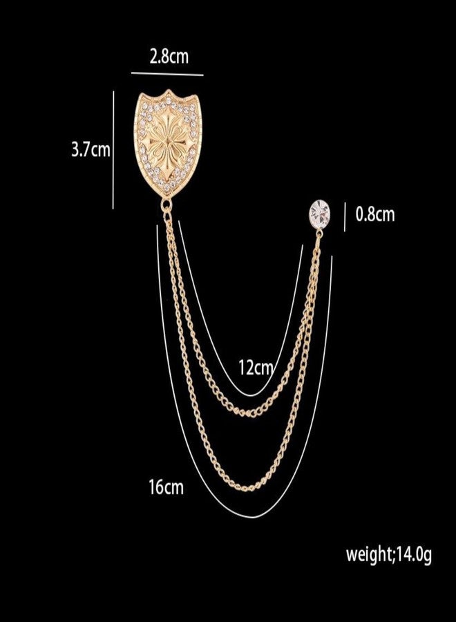 Girouette Men's Brooch Shield Chain brooch Suit Pin Badge Hanging Chains Collar Brooches Husband Boyfriend Valentine's Day Anniversary Birthday Gift - Image 4