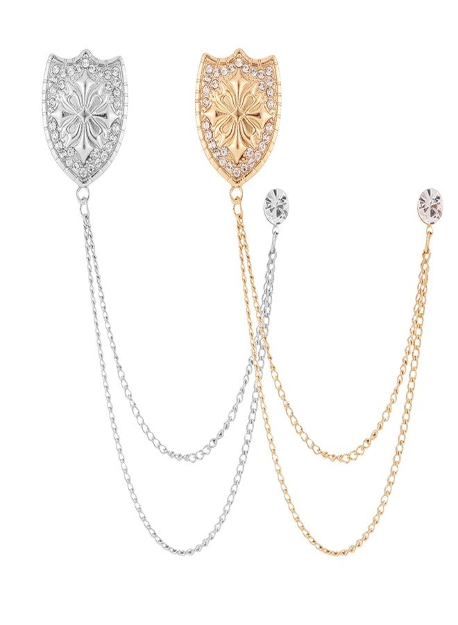 Girouette Men's Brooch Shield Chain brooch Suit Pin Badge Hanging Chains Collar Brooches Husband Boyfriend Valentine's Day Anniversary Birthday Gift - Image 1