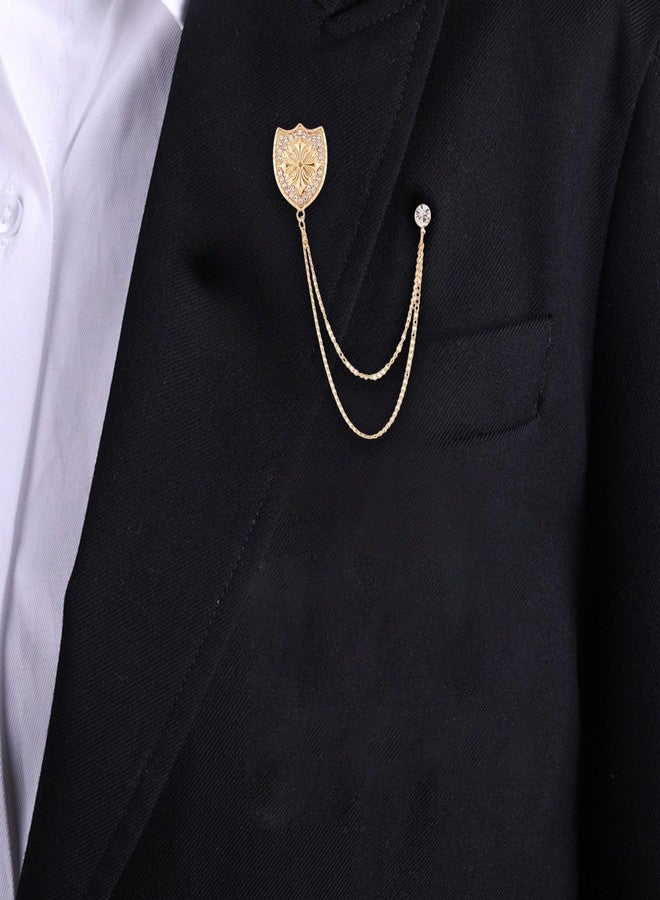 Girouette Men's Brooch Shield Chain brooch Suit Pin Badge Hanging Chains Collar Brooches Husband Boyfriend Valentine's Day Anniversary Birthday Gift - Image 3