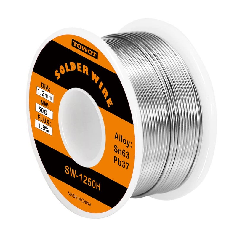 Towot 63-37 High Purity Tin Lead Rosin Core Solder Wire For Electrical Soldering  Content 1.8% Solder Flux (1.2Mm  50G) - Image 1