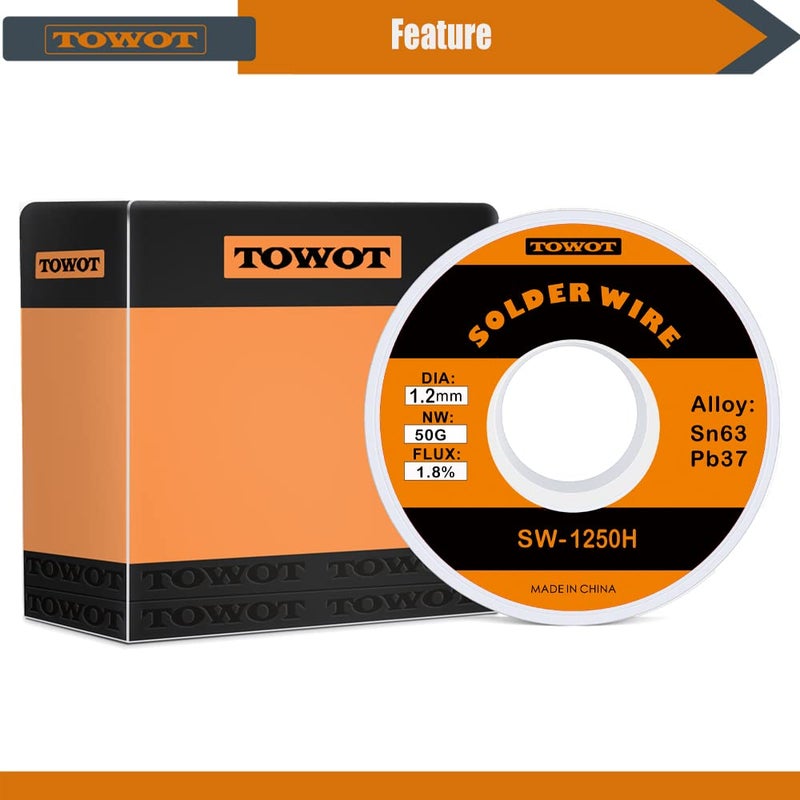 Towot 63-37 High Purity Tin Lead Rosin Core Solder Wire For Electrical Soldering  Content 1.8% Solder Flux (1.2Mm  50G) - Image 4
