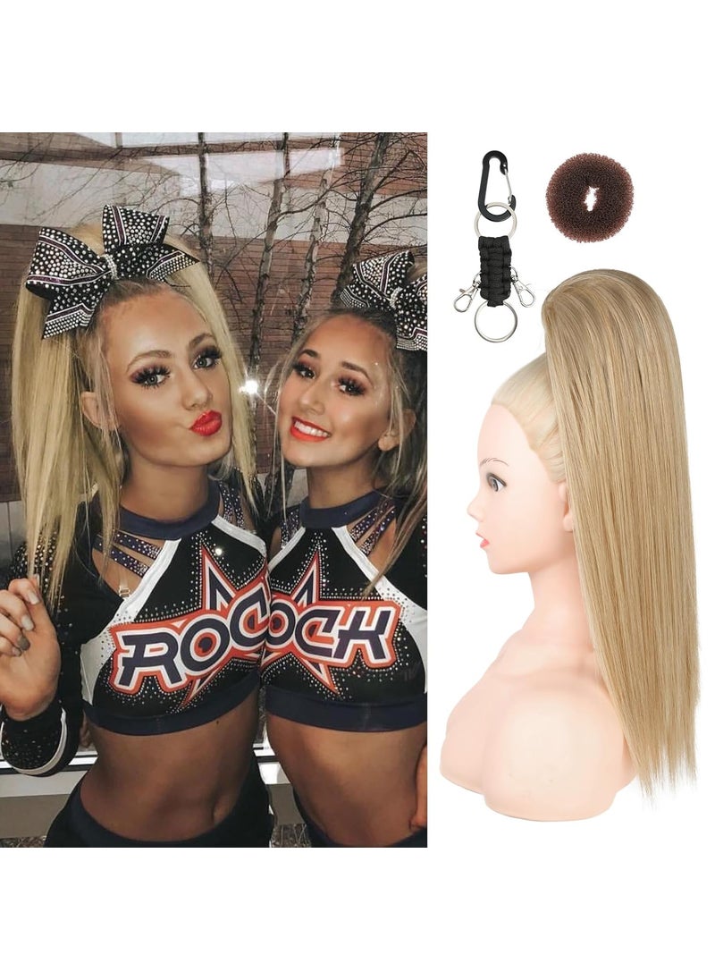 SEIKEA SEIKEA Cheer Ponytail Hair Piece 16 Straight Cheerleader Hairpiece Ponytail Extension for Cheerleader Competition Dance Medium Blonde 