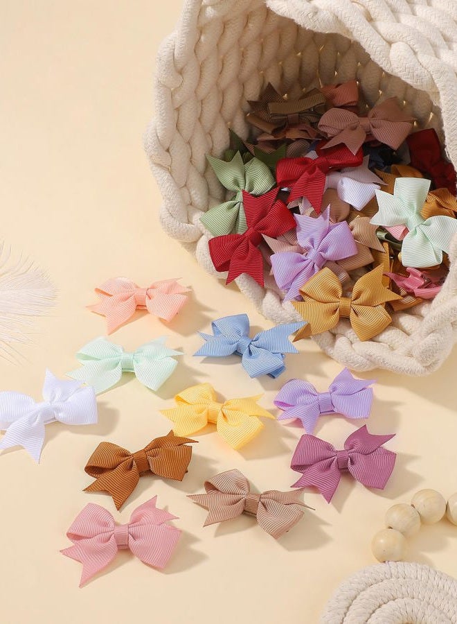 doboi 50PCS 2'' Baby Hair Bows Clips Fully Lined Tiny Grosgrain Boutique Solid Ribbon Mini Bows Alligator Clips for Girls Teens Infants Kids Toddlers Newborn - Image 5