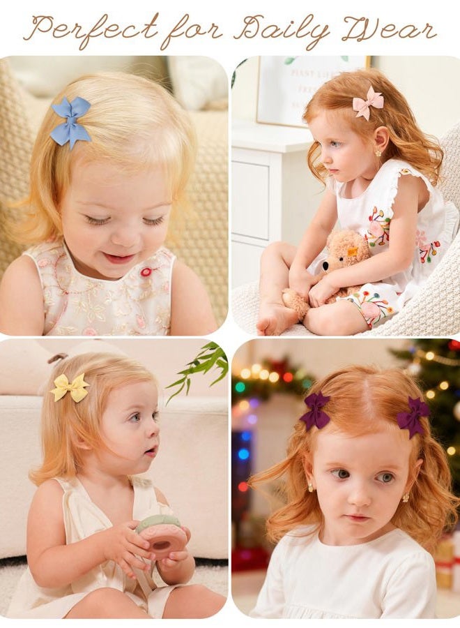 doboi 50PCS 2'' Baby Hair Bows Clips Fully Lined Tiny Grosgrain Boutique Solid Ribbon Mini Bows Alligator Clips for Girls Teens Infants Kids Toddlers Newborn - Image 3