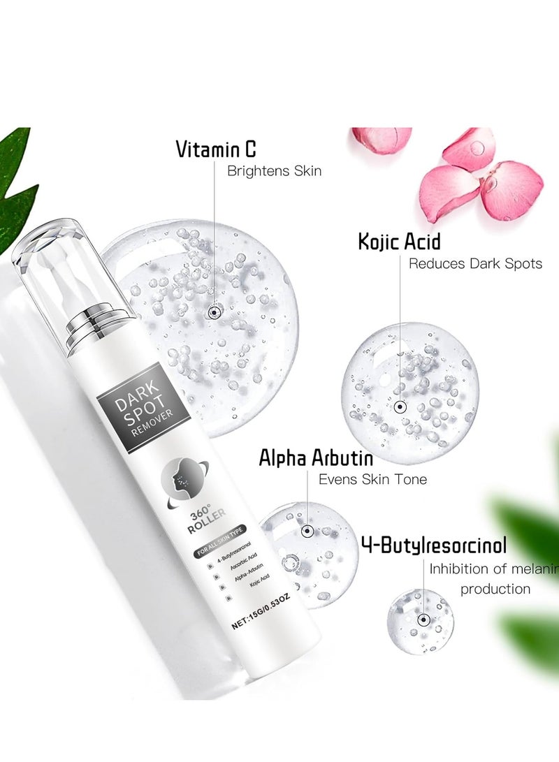 EELHOE Dark Spot Remover For Face, Dark Spot Corrector with Roller, Precise Application, Hydrating Glow, Treatment for Age Spot Sun Spot Freckles Melasma Brown Spot 15G - Image 2