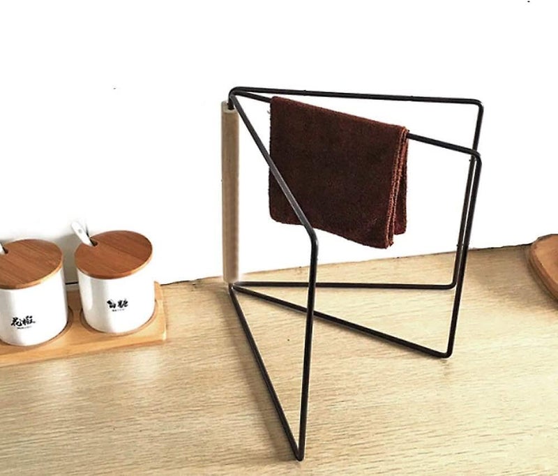 ARHAT ORGANIZERS ARHAT Foldable Hand Towel Stand Carbon Steel Towel Holder for Washbasin Kitchen Hand Towel Holder for Bathroom Countertop Vanity 3 Towel Drying Stand Napkin Stand Black - Image 2