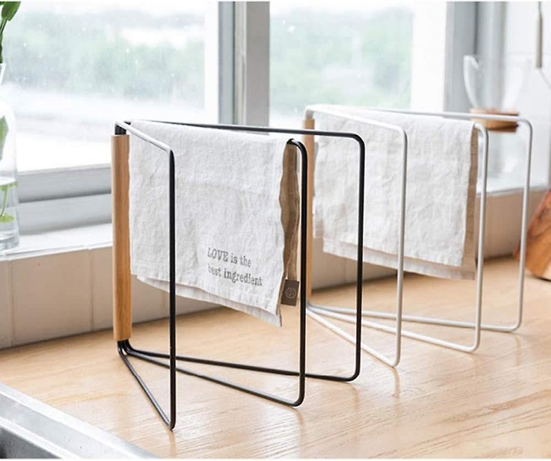 ARHAT ORGANIZERS ARHAT Foldable Hand Towel Stand Carbon Steel Towel Holder for Washbasin Kitchen Hand Towel Holder for Bathroom Countertop Vanity 3 Towel Drying Stand Napkin Stand Black - Image 3