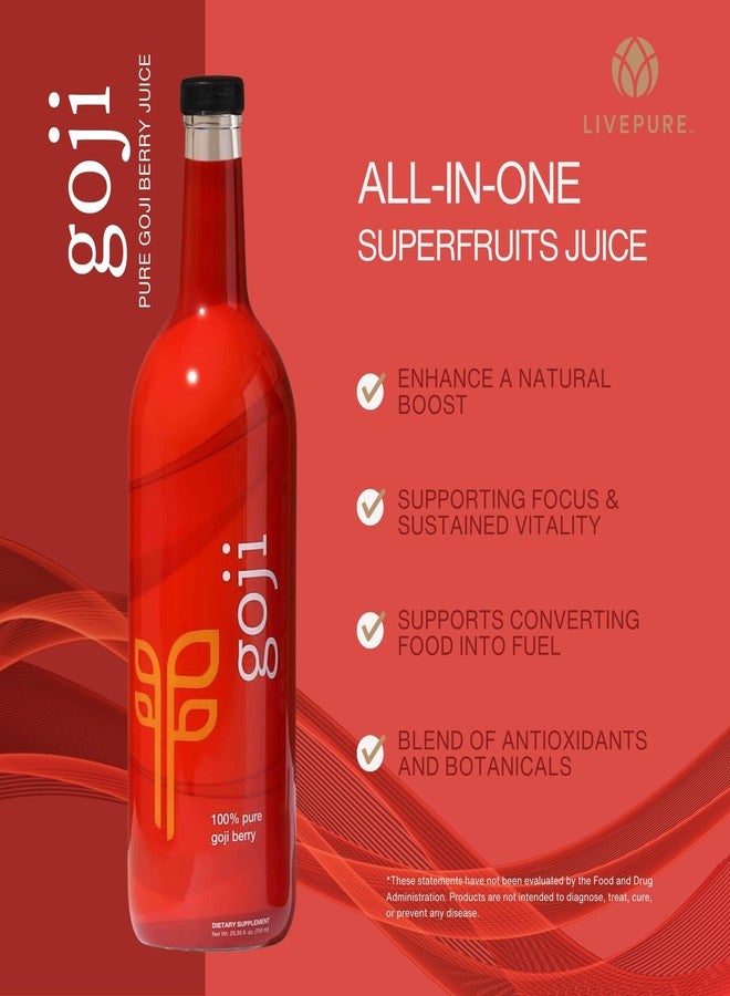 PURE Goji | 100% Pure Goji Berry Superfruit Juice | 25.35 fl oz | Antioxidant Rich & Immunity Boosting, Non GMO, Gluten Free, Natural Liquid, Kosher, Real Fruit Supplement - Image 2