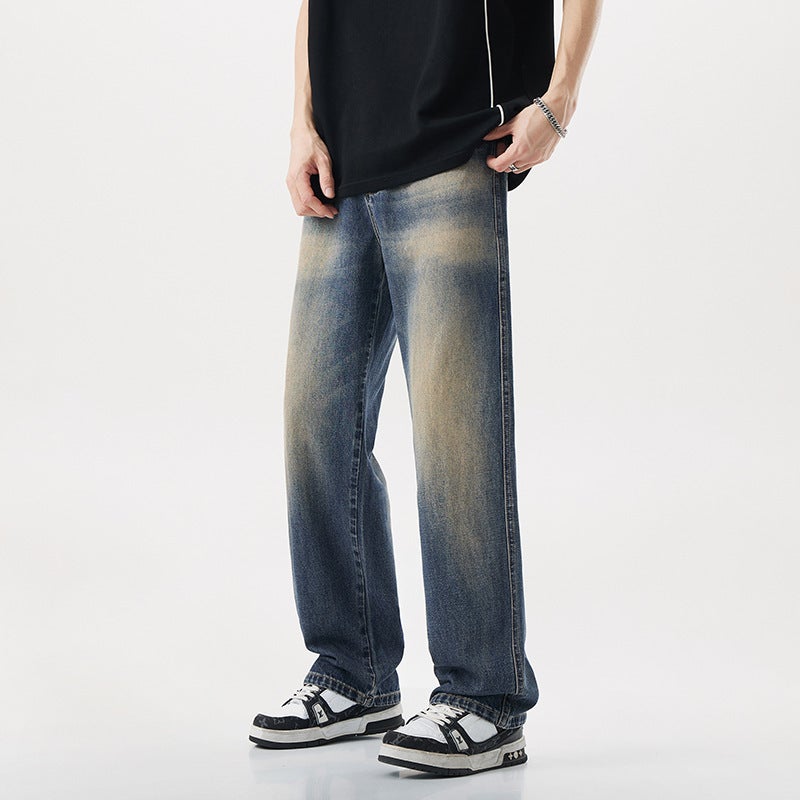 Spring Straight Loose Jeans Men'S Casual All-Match Trendy Brand In Washed Pants For Boys - Image 2