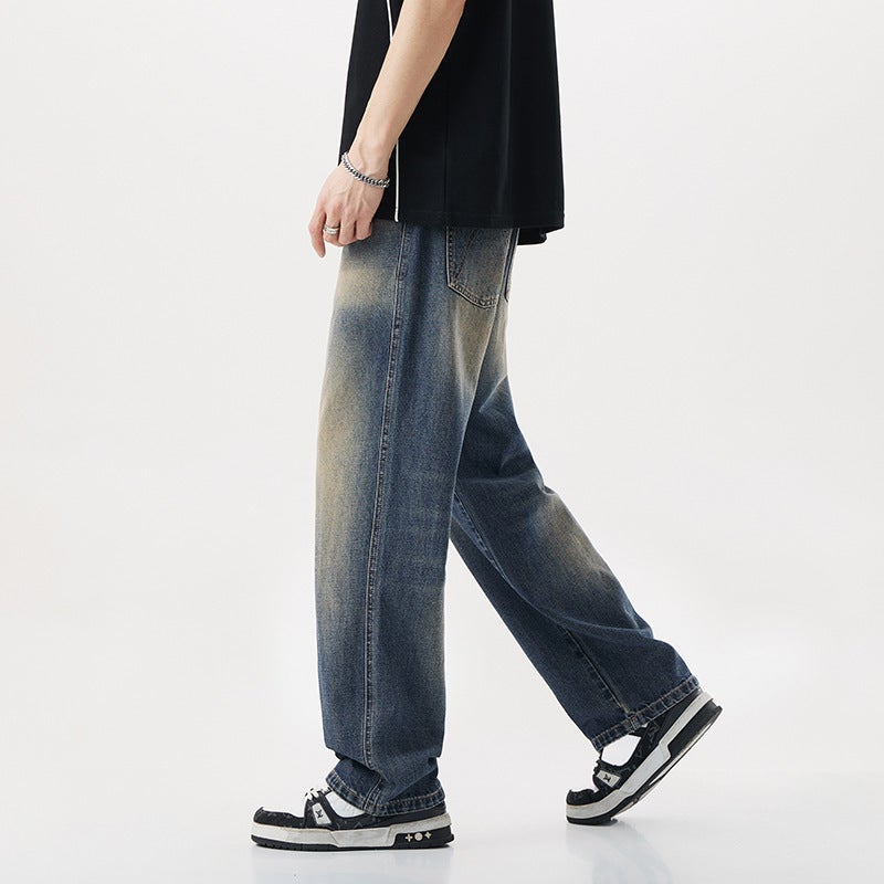 Spring Straight Loose Jeans Men'S Casual All-Match Trendy Brand In Washed Pants For Boys - Image 3