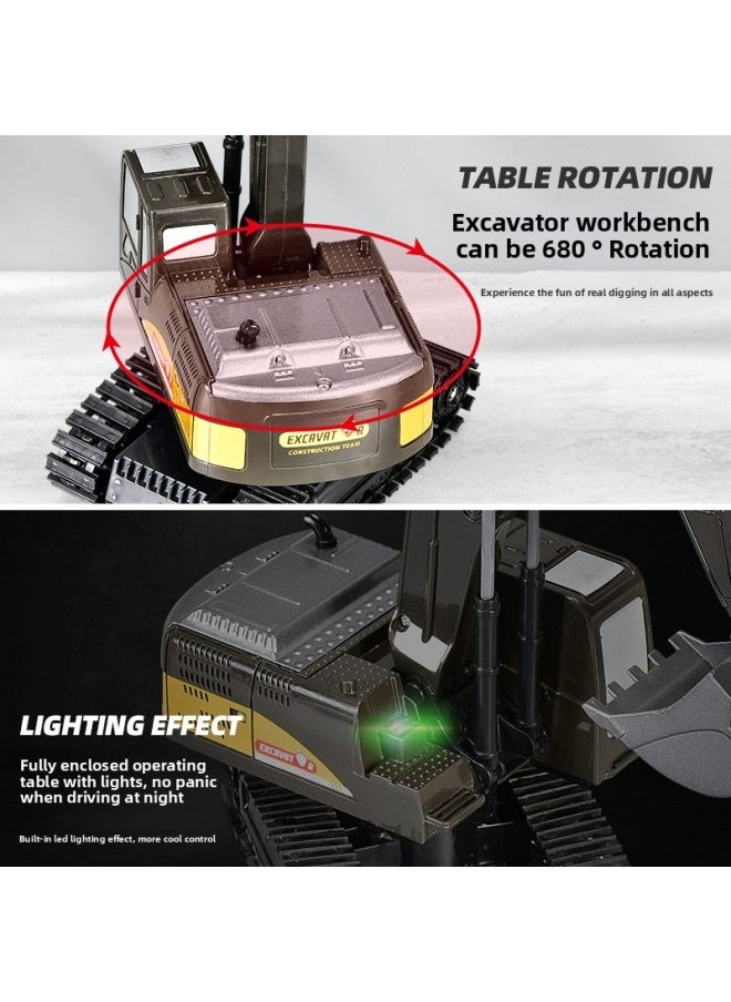 Generic Simulation Channel Excavator Boy Engineering Car Children's Alloy Remote Control Excavator Toy Model Stall Gift-Color:3822 Crane 8 Pass  - Image 5